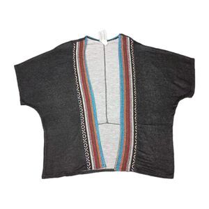 Anthropologie Muave Aztec Trim Ruana Cardigan L Boho Open Front Kimono Sweater